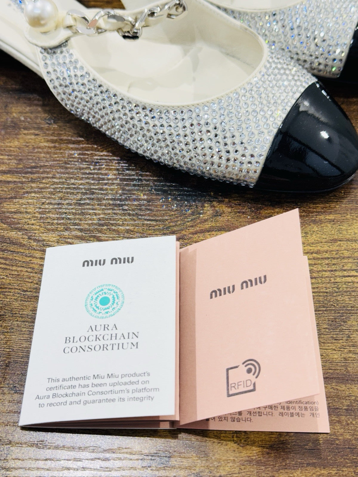 Miu Miu Crystal Slingback Pumps Ivory Black Luxury Miu Miu Woman Shoes 39
