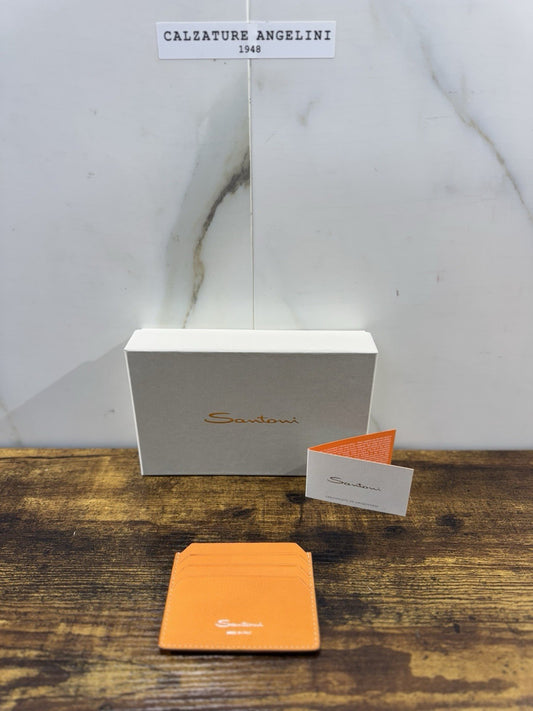 Porta Carte Di Credito Pelle Arancio    Santoni Luxury Men Wallet Santoni
