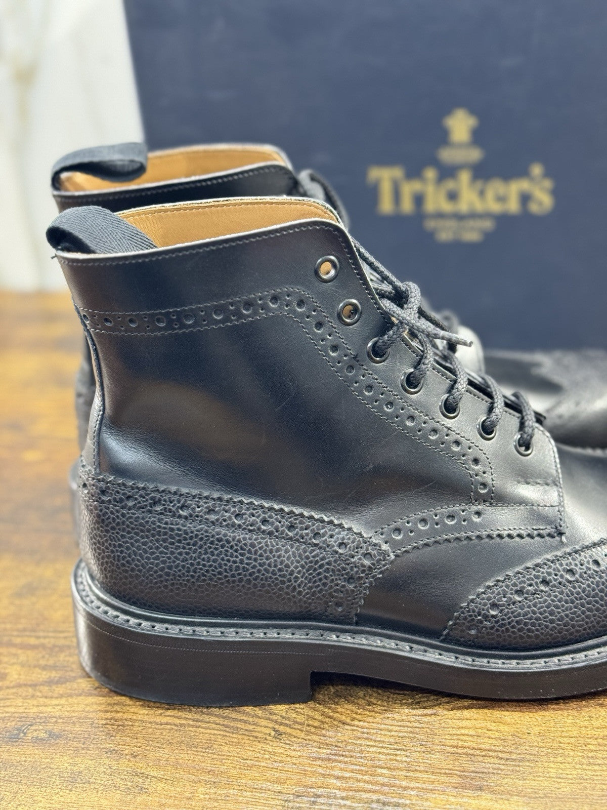 Tricker’s Stow Country boot fondo cuoio  pelle  Nero  luxury boot 7.5