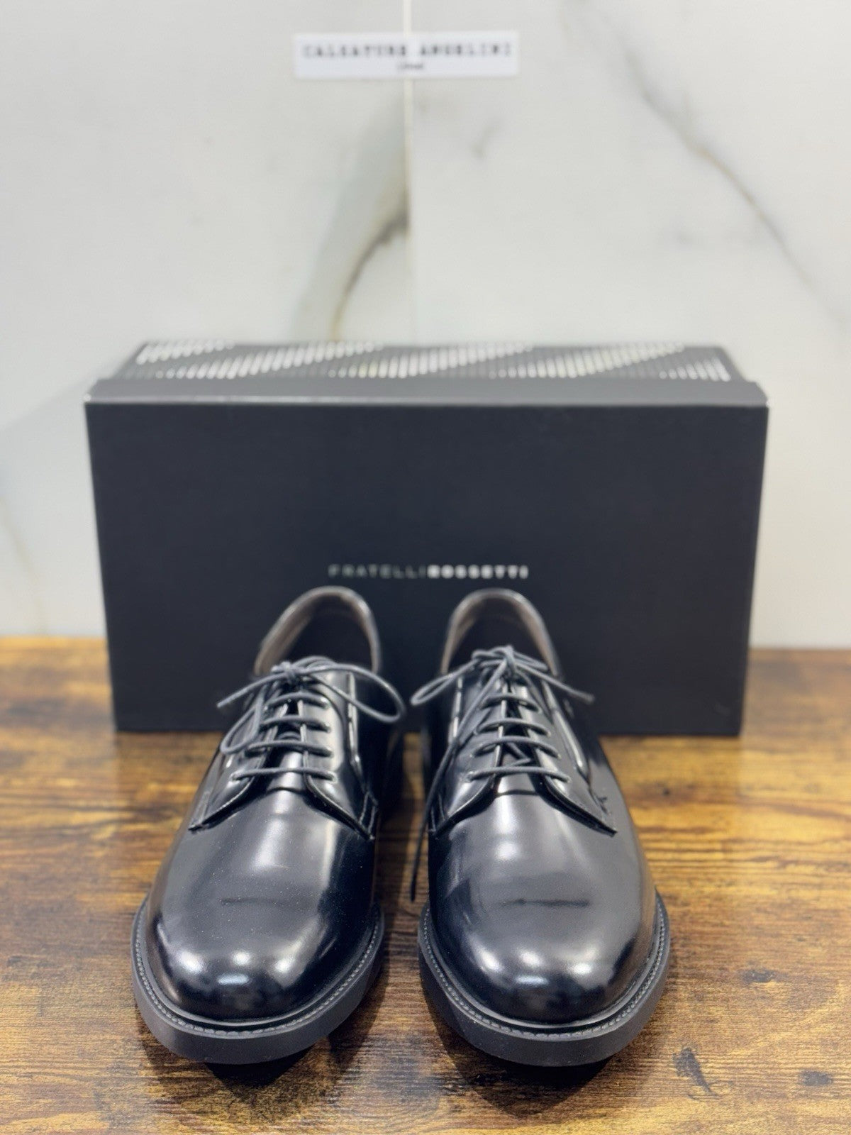 fratelli rossetti Scarpa Uomo Derby Nero Pelle Luxury Men Shoe 41.5