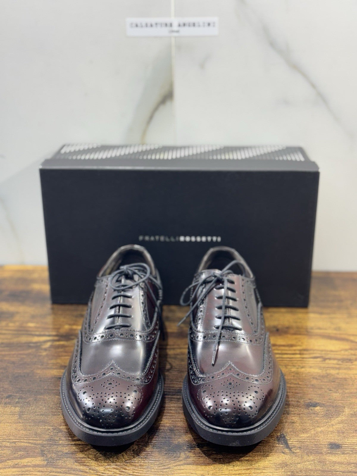 fratelli rossetti Scarpa Uomo Derby Brogue Bordo’  Pelle Luxury Men Shoe 39