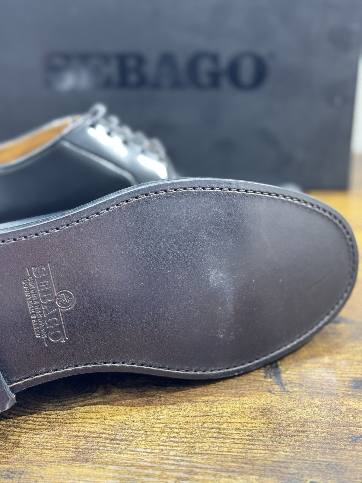 Sebago Derby Uomo Milton GYW Icon Pelle Nero Fondo Cuoio 44