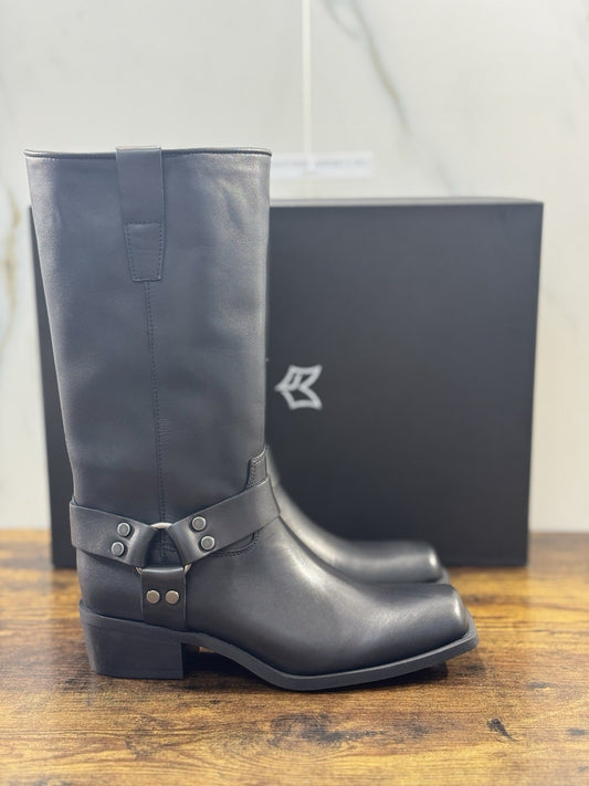 Gisel Moire’ Texano  Donna Pelle Nera Made In Italy 37