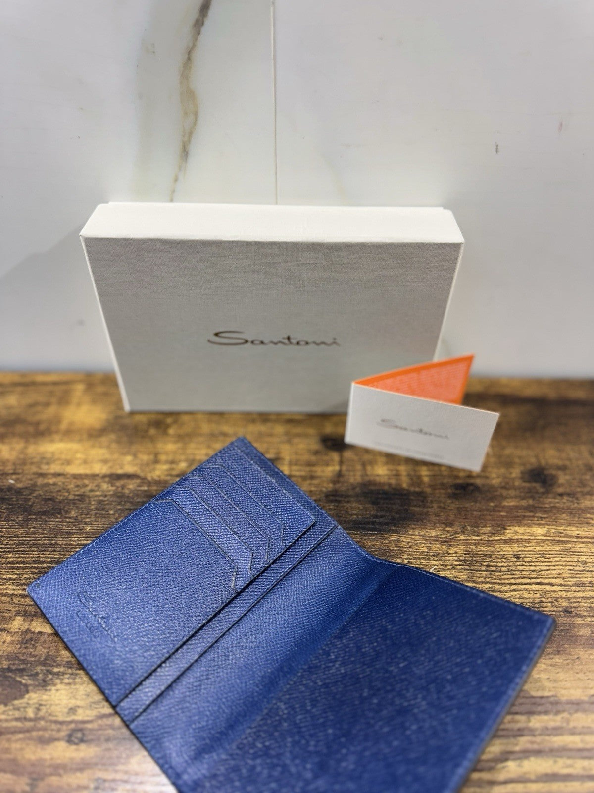 Santoni Porta  Passaporto Pelle Blu   Bottolata Santoni Luxury Men Passaport