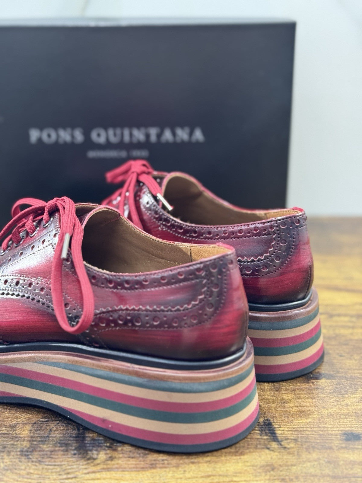 Pons Quintana Stringata Donna Pelle Cherry Casual Woman 40
