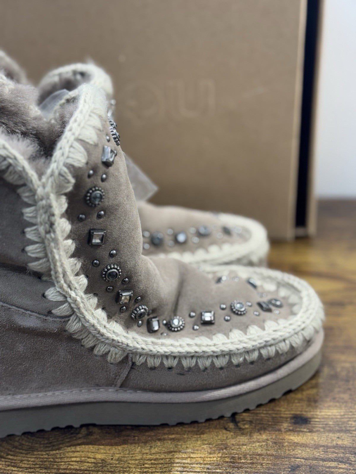 Mou eskimo Inner Wedge Short  Taupe    Casual Mou Woman Boot  Pietre  Logo 40’