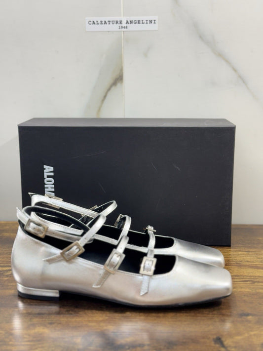 Alohas Ballerina Donna Pelle Silver Casual Shoe 40