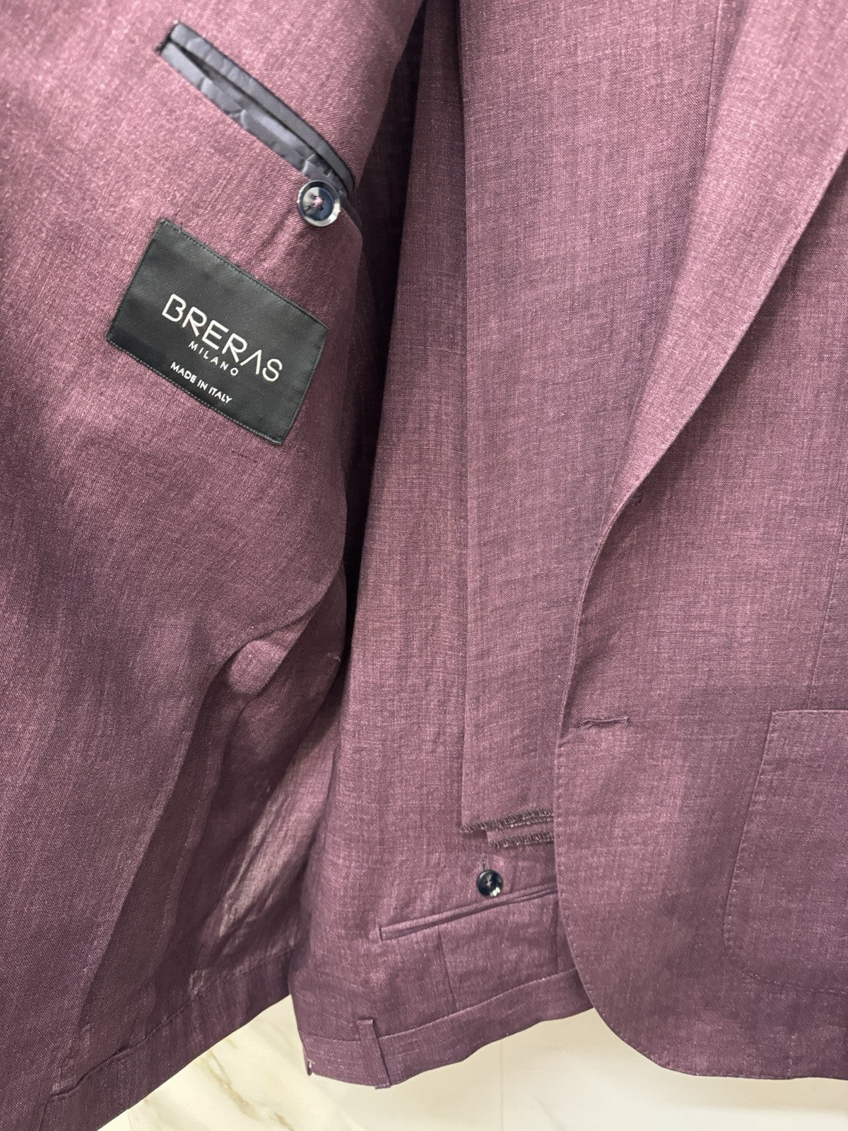 Abito Breras Milano 100% Lino Burgundy Made In Italy 46