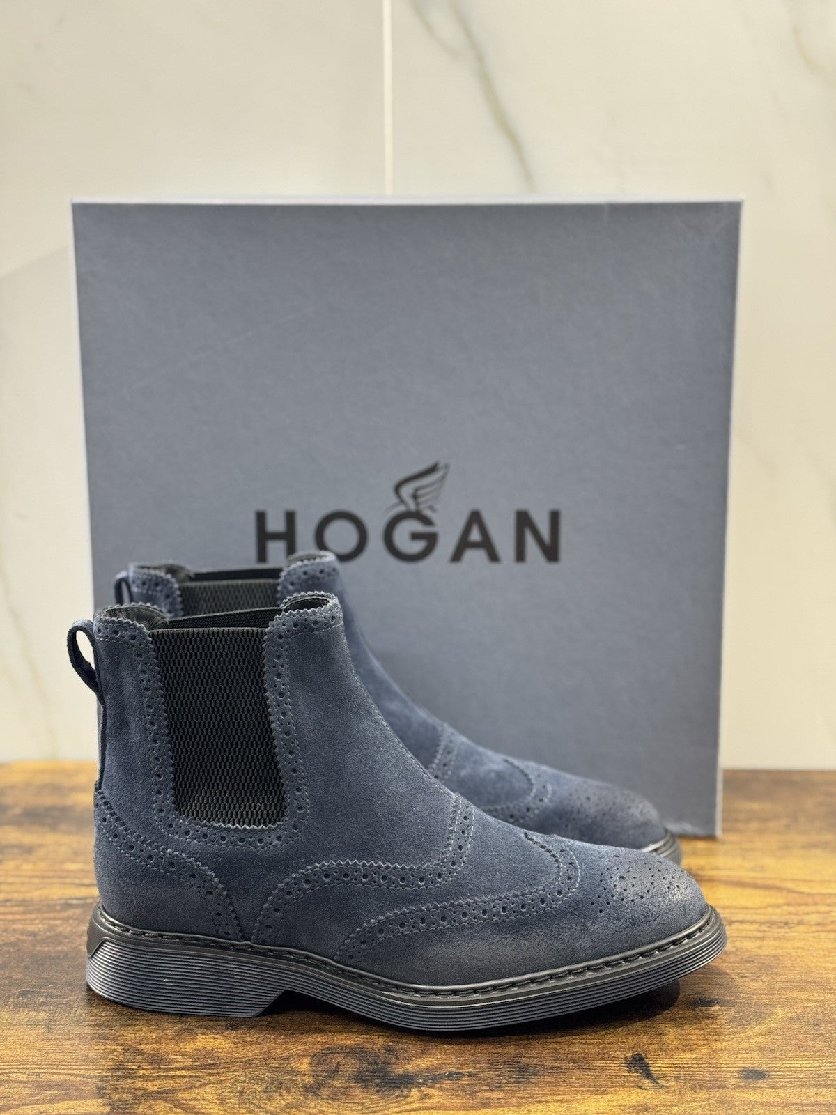 Hogan H576  Chelsea Boot Uomo Suede Blu   Extra Light Casual Hogan Boot Men 43