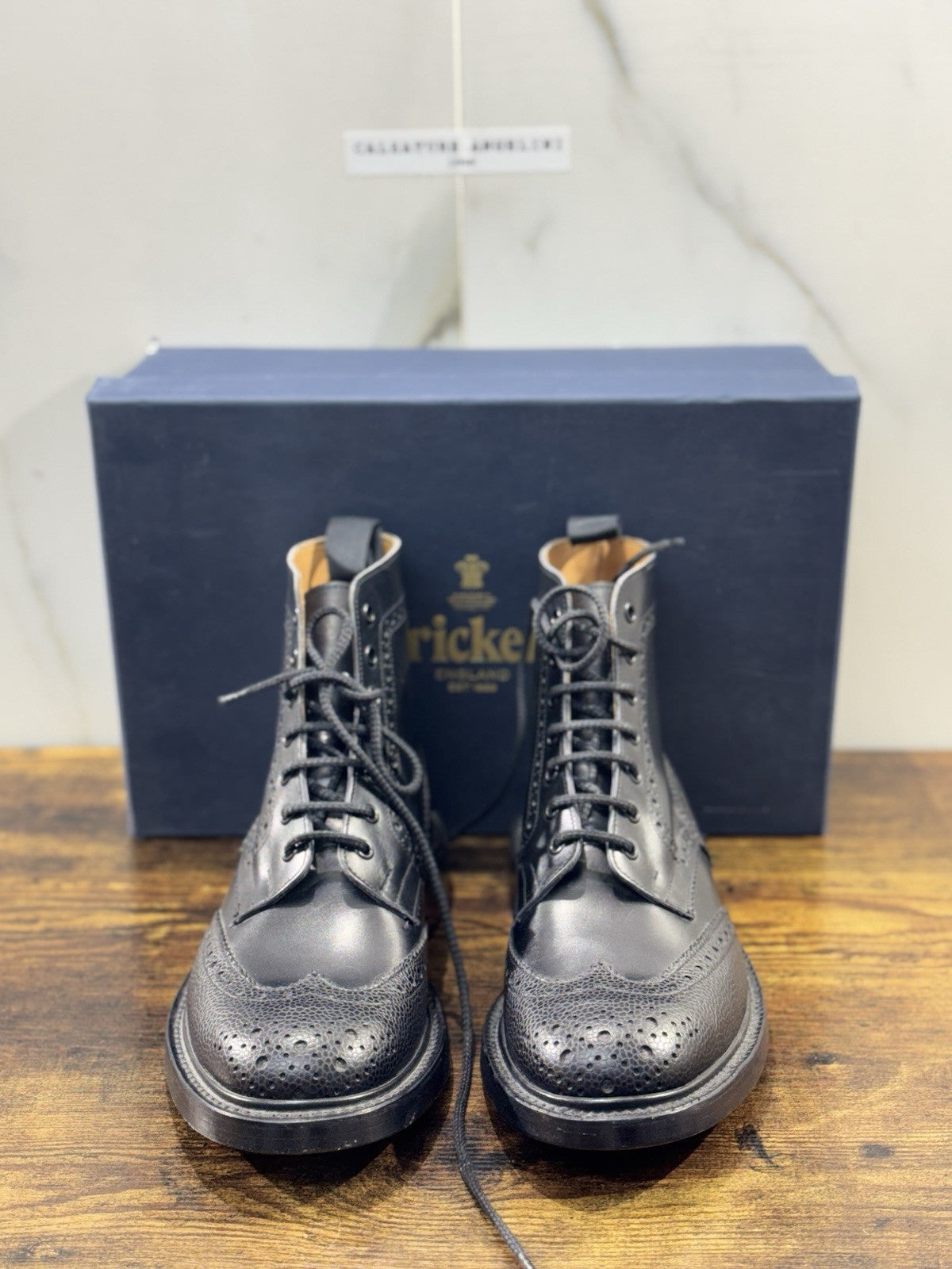 Tricker’s Stow Country boot fondo cuoio  pelle  Nero  luxury boot 7.5
