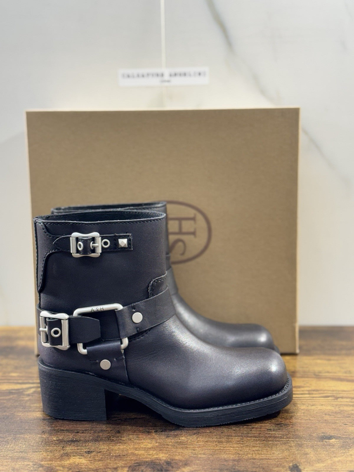 Ash Texas Black Pelle Biker Donna Ash 36