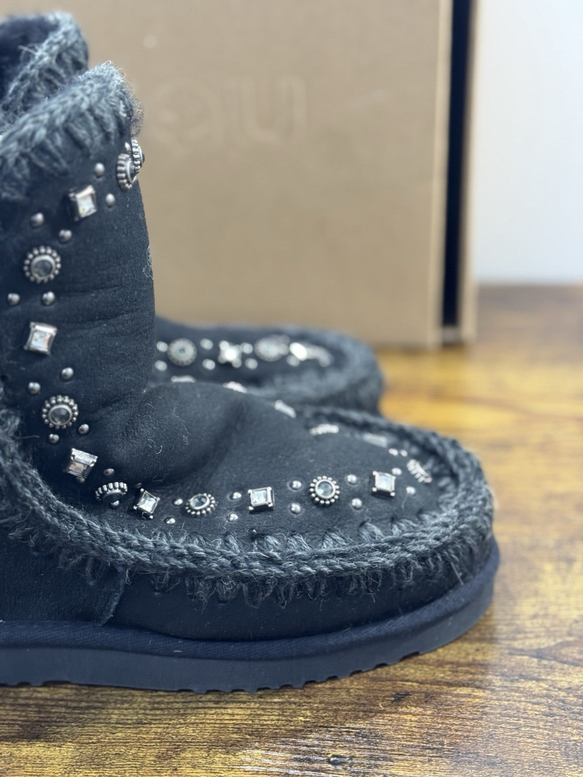 Mou eskimo Inner Wedge Short  Nero   Casual Mou Woman Boot  Pietre  Logo 40’