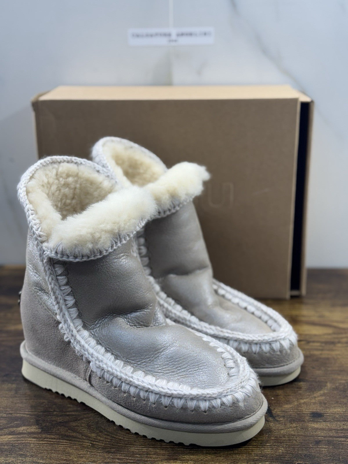 Mou eskimo Inner Wedge Short  Beige    Casual Mou Woman Boot  Pietre  Logo 40’