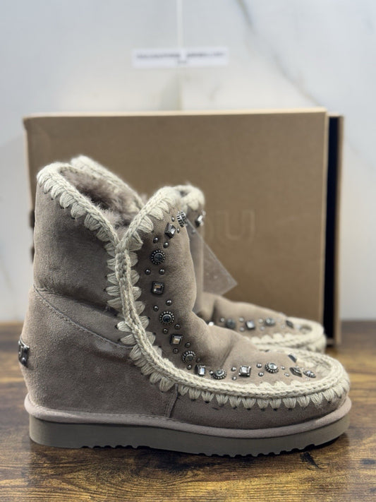 Mou eskimo Inner Wedge Short  Taupe    Casual Mou Woman Boot  Pietre  Logo 40’