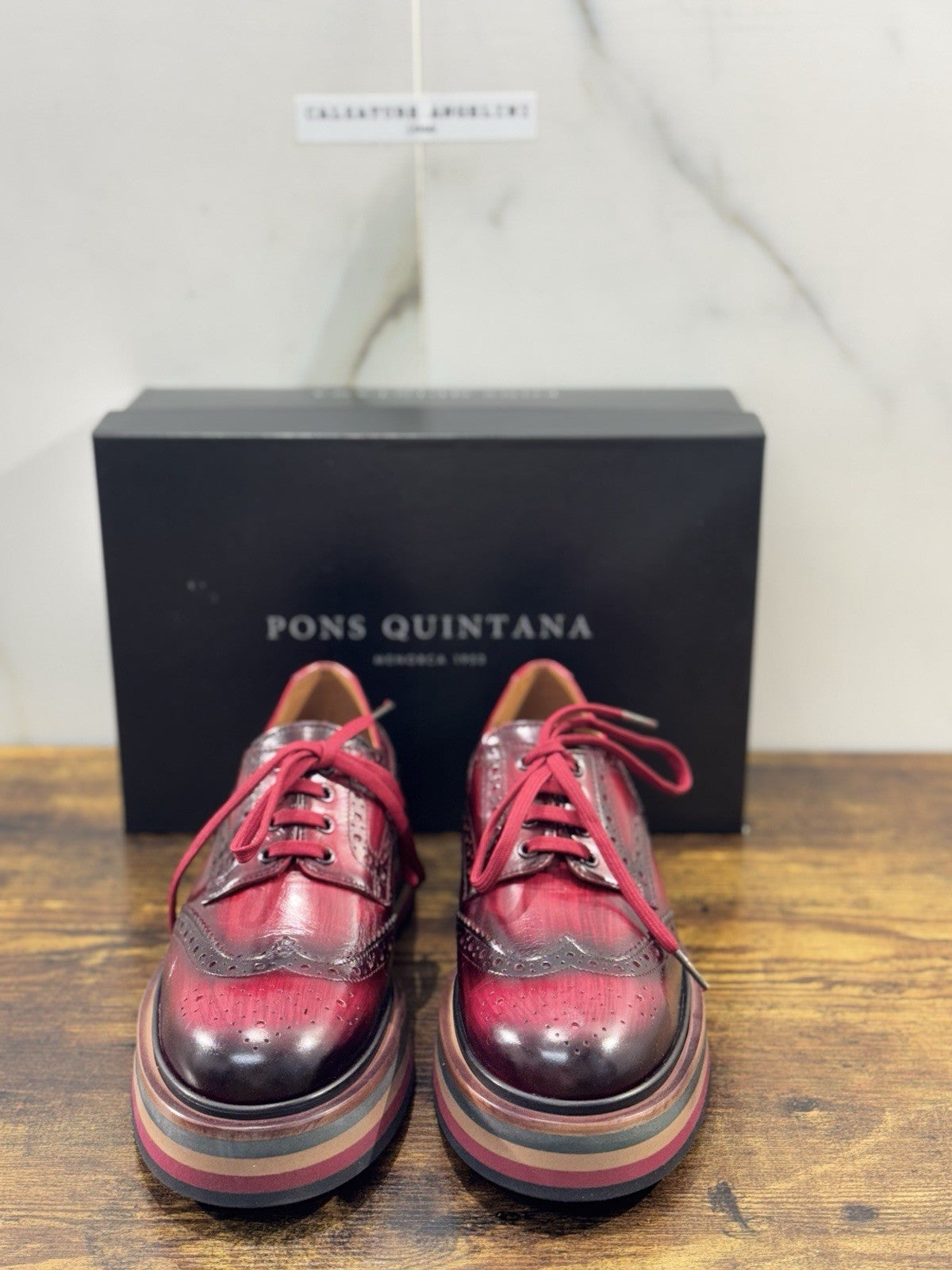 Pons Quintana Stringata Donna Pelle Cherry Casual Woman 40
