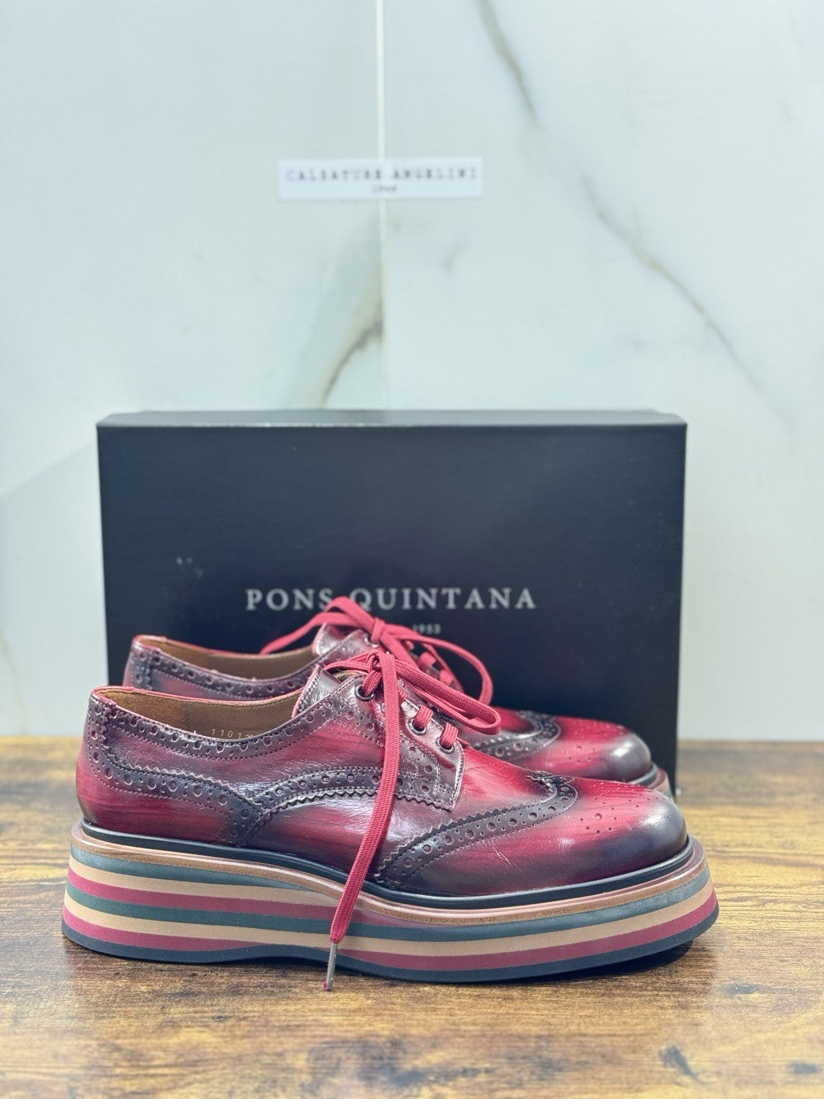 Pons Quintana Stringata Donna Pelle Cherry Casual Woman 40