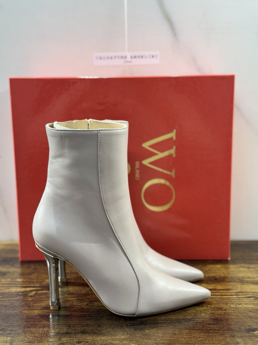WO Milano tronchetto donna Pelle Perla    casual boot tacco luxury 37