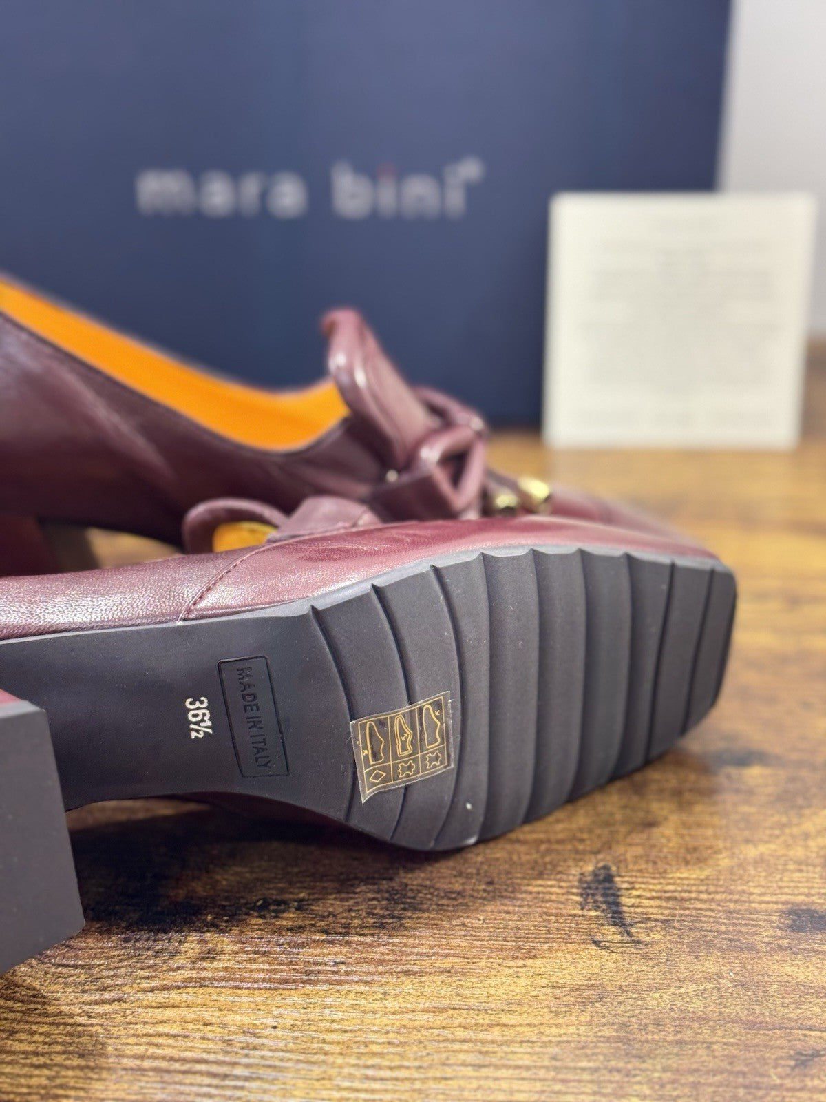 Mara Bini Mocassino  Donna Pelle Vinaccia Con Tacco Handmade Sacchetto 36.5