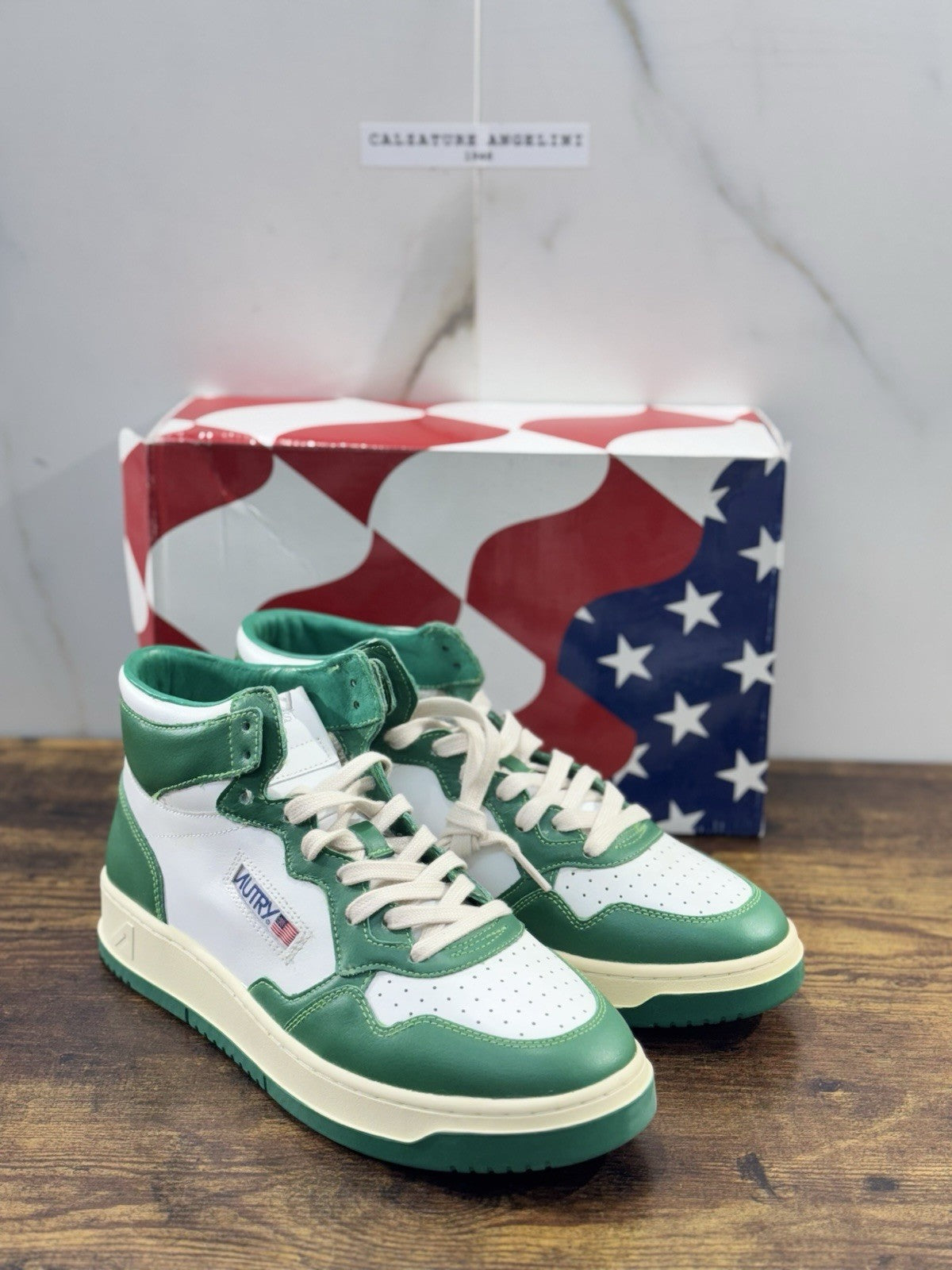 Autry Medalist Mid Sneaker Men Pelle Bianca  Verde Casual 42