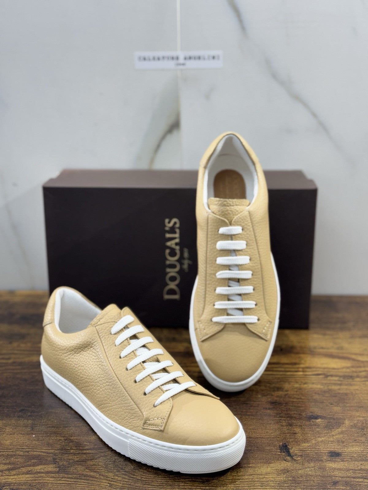 Doucal’s Sneaker Uomo Icon Pelle Beige     Luxury Men Shoes Doucal’s 41