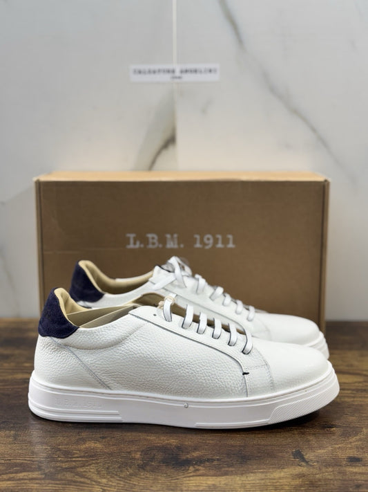 l.b.m. 1911 Sneaker Uomo Icon Pelle Bianca Blu Made In Italy 41