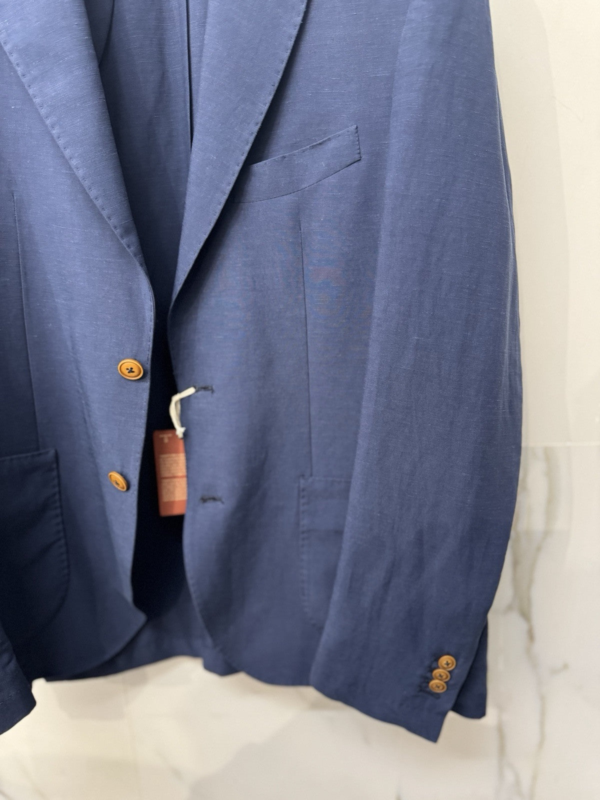 Twenty One Giacca Uomo 2 Bottoni  Blu  Misto Lino Made In Italy 48