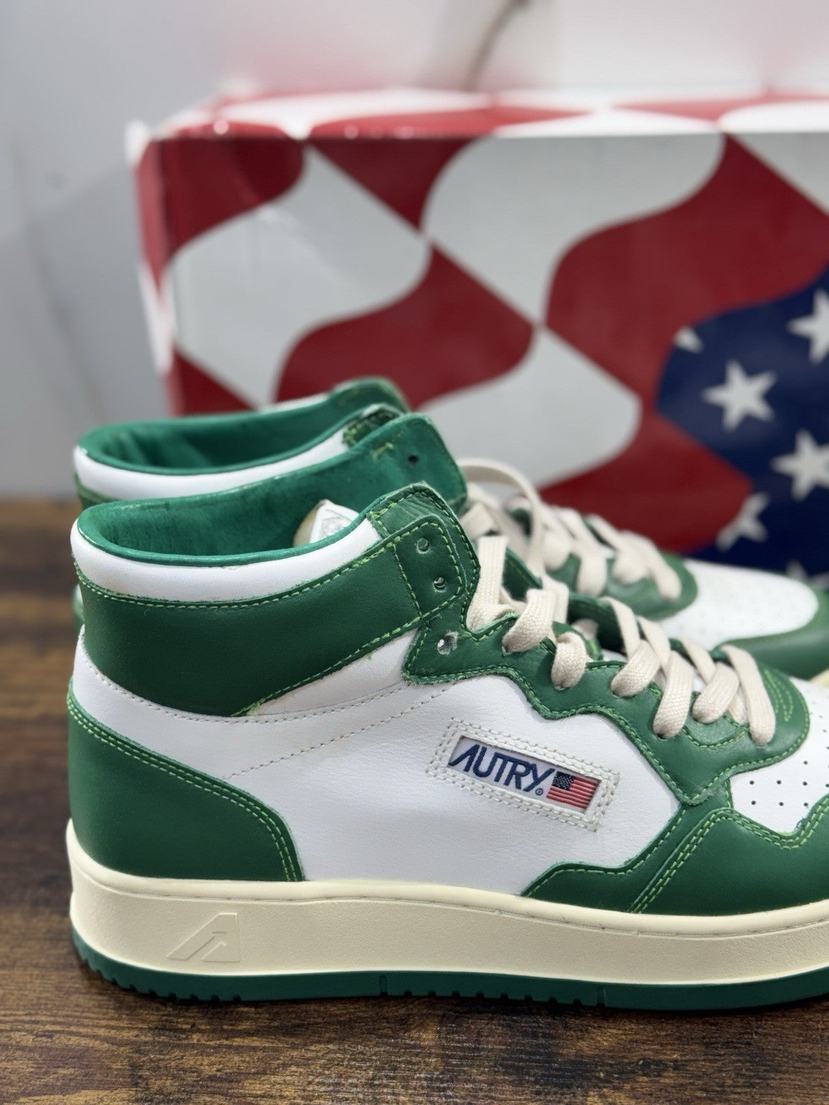 Autry Medalist Mid Sneaker Men Pelle Bianca  Verde Casual 42