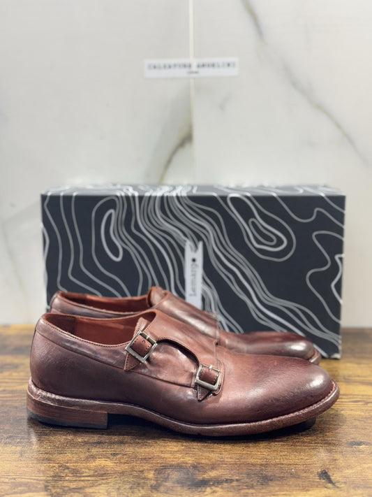 Lemargo Scarpa Uomo Doppia Fibbia Pelle Marrone Luxury Men Lemargo 41.5