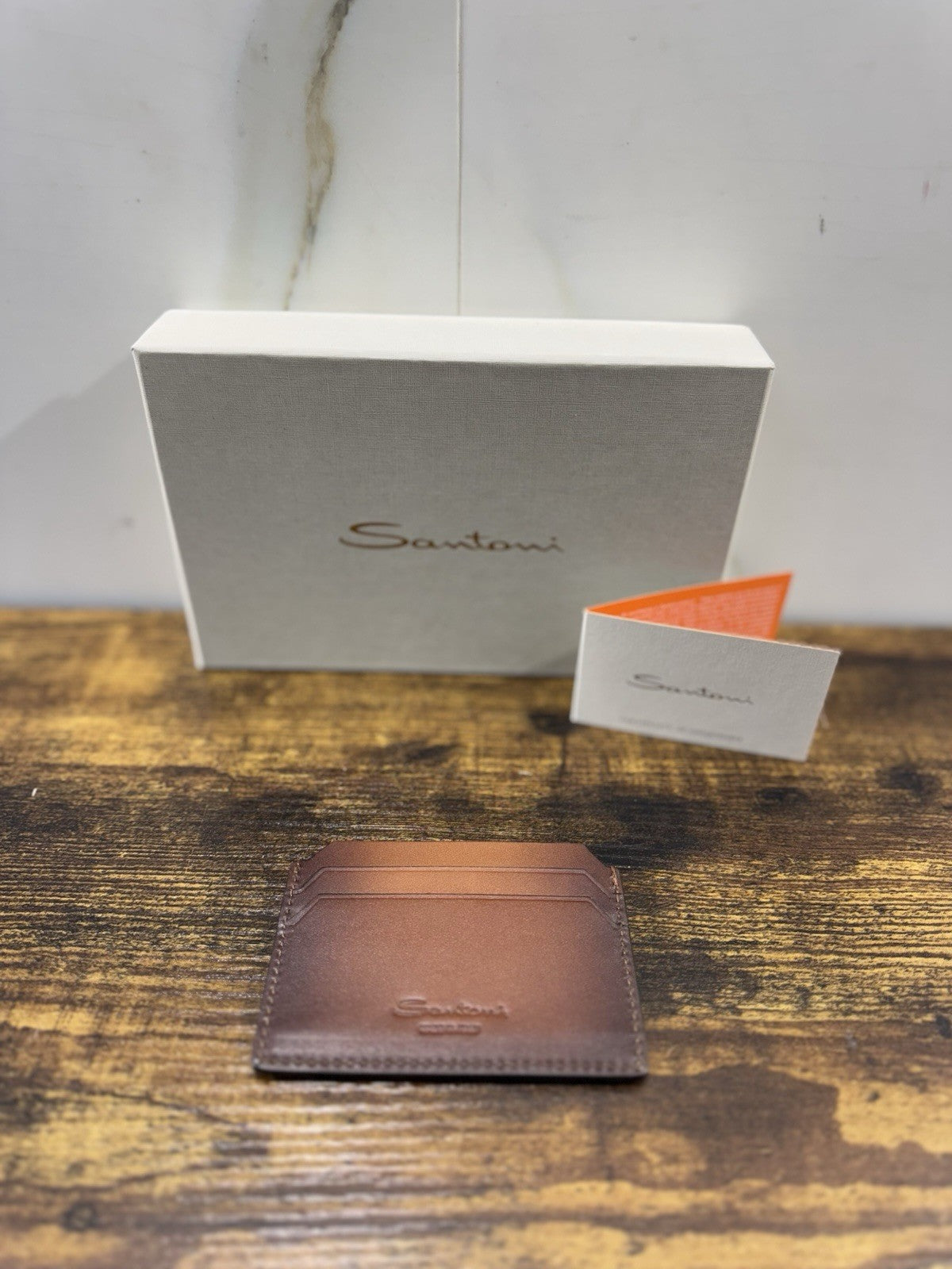Porta Carte Di Credito Pelle Marrone  Santoni Luxury Men Wallet Santoni