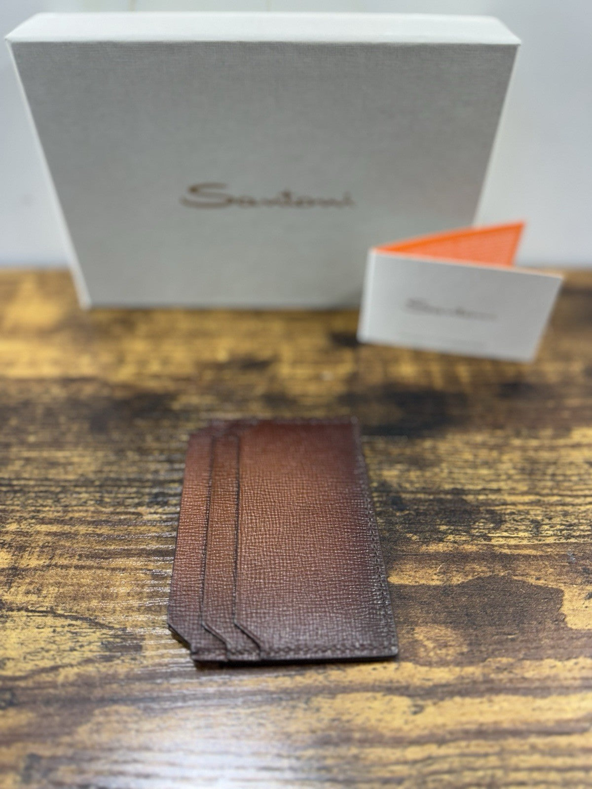 Porta Carte Di Credito Pelle Marrone  Santoni Luxury Men Wallet Santoni