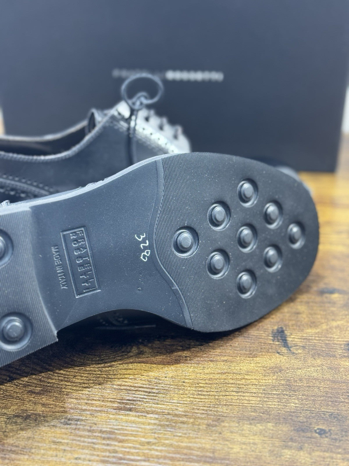 fratelli rossetti Scarpa Uomo Derby Brogue Nero Pelle Luxury Men Shoe 41.5