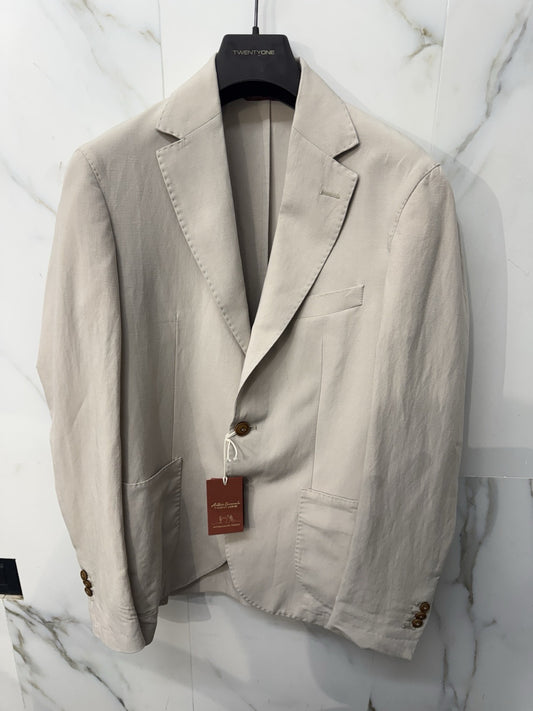 Twenty One Giacca Uomo 2 Bottoni  Ecru Misto Lino Made In Italy 48