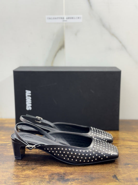 Alohas Sling Back  Donna Pelle Nero Studs    Casual Shoe Woman 36