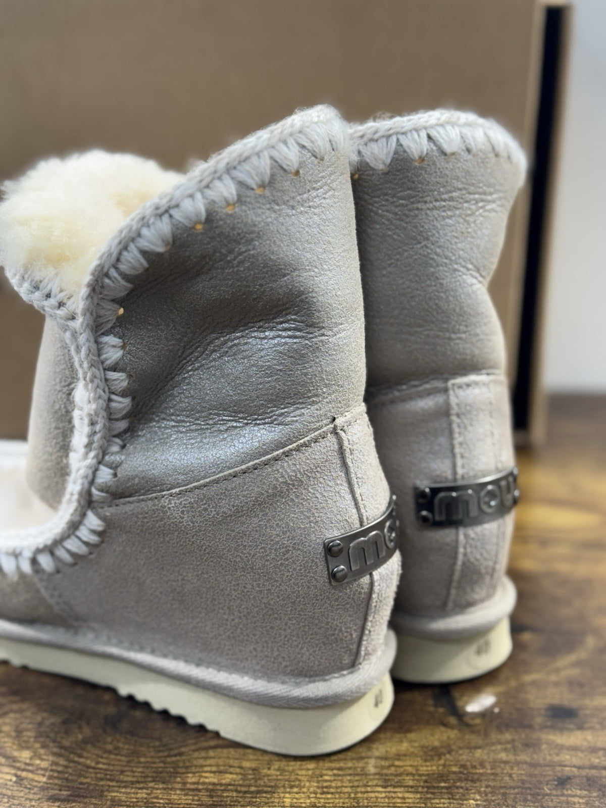Mou eskimo Inner Wedge Short  Beige    Casual Mou Woman Boot  Pietre  Logo 40’