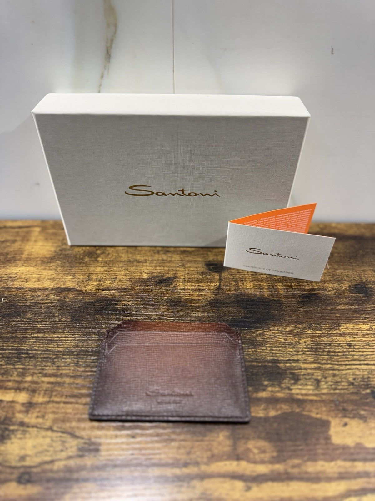 Porta Carte Di Credito Pelle Marrone  Santoni Luxury Men Wallet Santoni