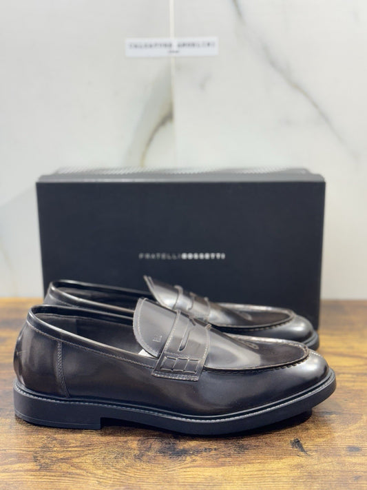 fratelli rossetti Scarpa Uomo Mocassino Marrone  Pelle Luxury Men Shoe 41.5
