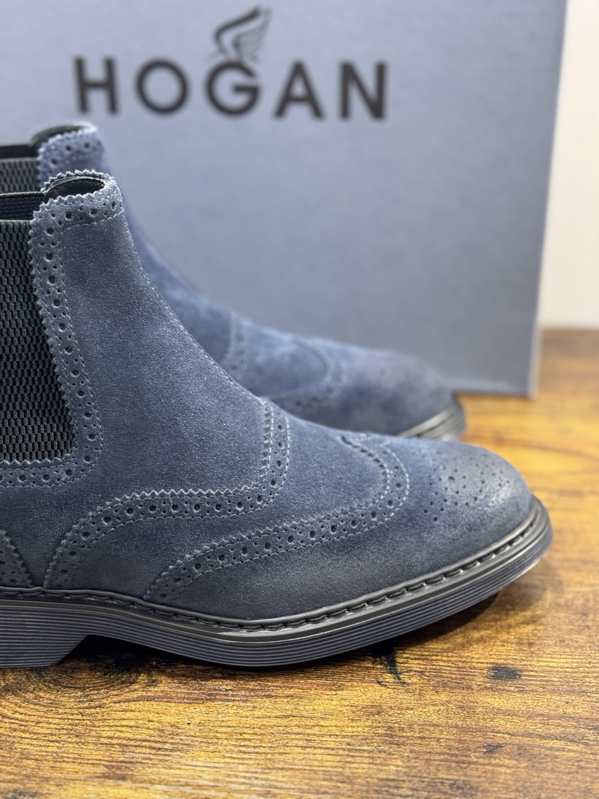 Hogan H576  Chelsea Boot Uomo Suede Blu   Extra Light Casual Hogan Boot Men 40.5