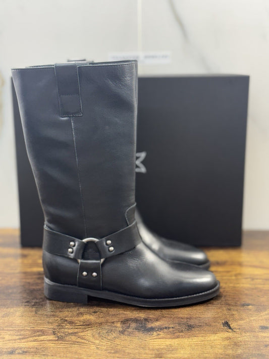 Gisel Moire’ Stivale   Donna Pelle Nera Made In Italy 36