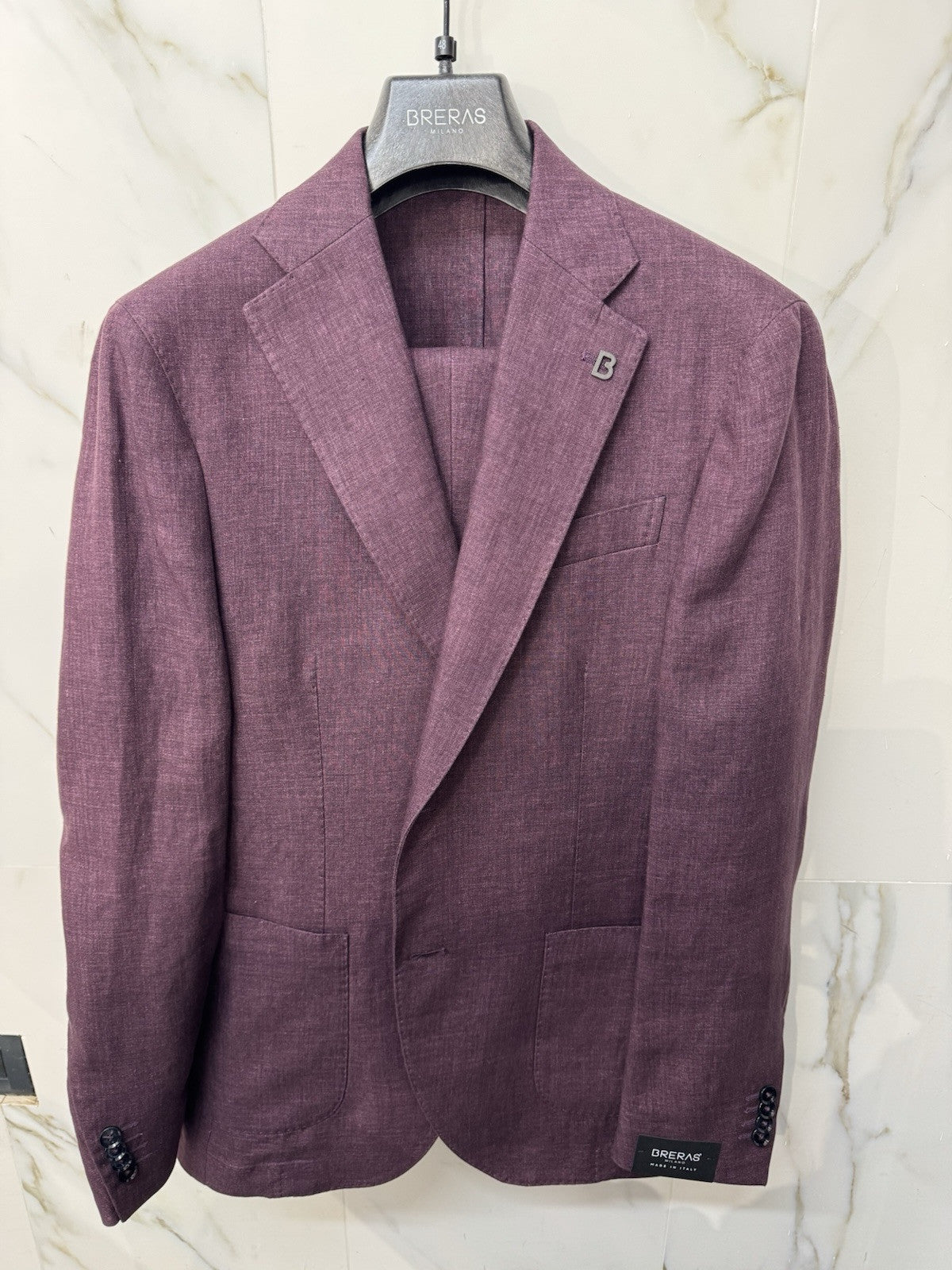 Abito Breras Milano 100% Lino Burgundy Made In Italy 46