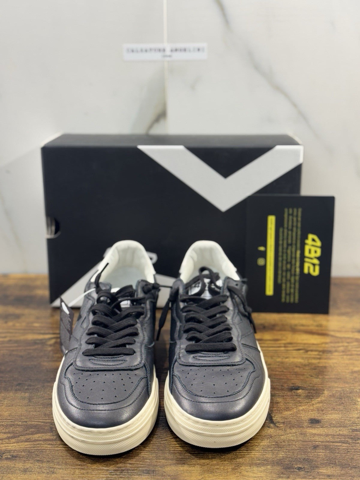4B12 Sneaker Uomo Hyper Pelle Nera Casual Shoe 44