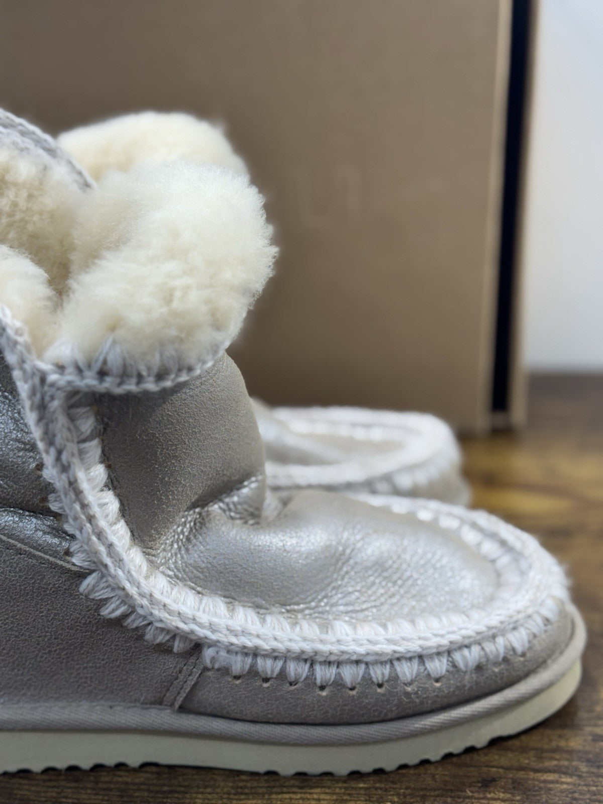 Mou eskimo Inner Wedge Short  Beige    Casual Mou Woman Boot  Pietre  Logo 40’