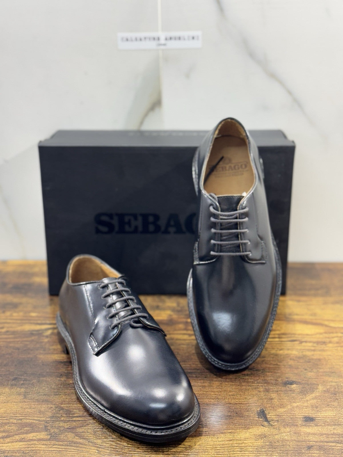 Sebago Derby Uomo Milton GYW Icon Pelle Nero Fondo Cuoio 41.5