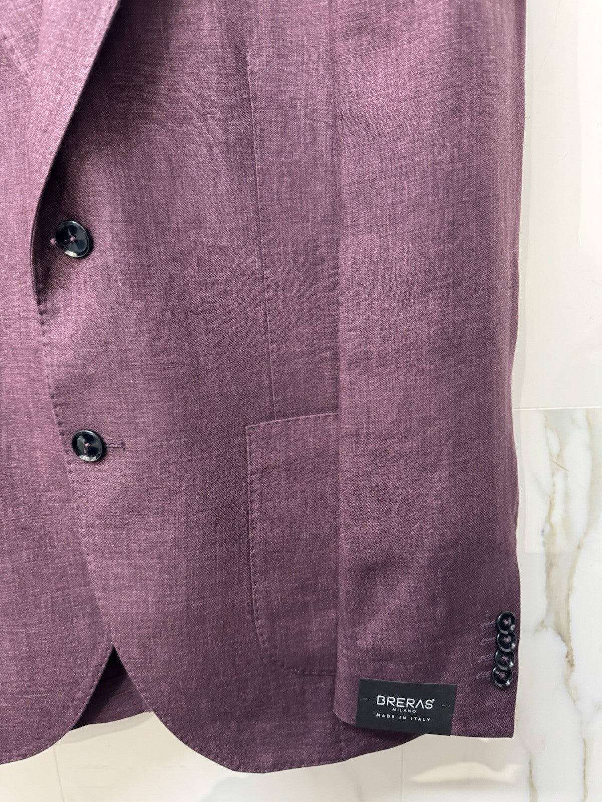 Abito Breras Milano 100% Lino Burgundy Made In Italy 48