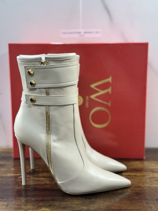 WO Milano tronchetto donna Pelle Milk  casual boot tacco luxury 40