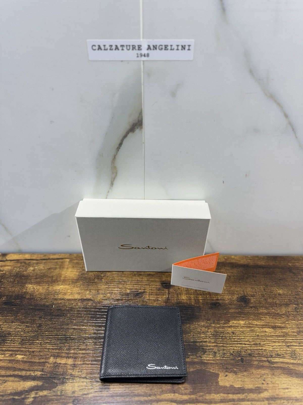 Portafoglio In Pelle Nera Bottolata Santoni Luxury Men Wallet Santoni 