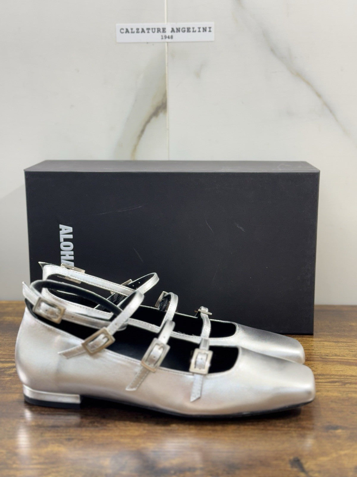 Alohas Ballerina Donna Pelle Silver Casual Shoe 36