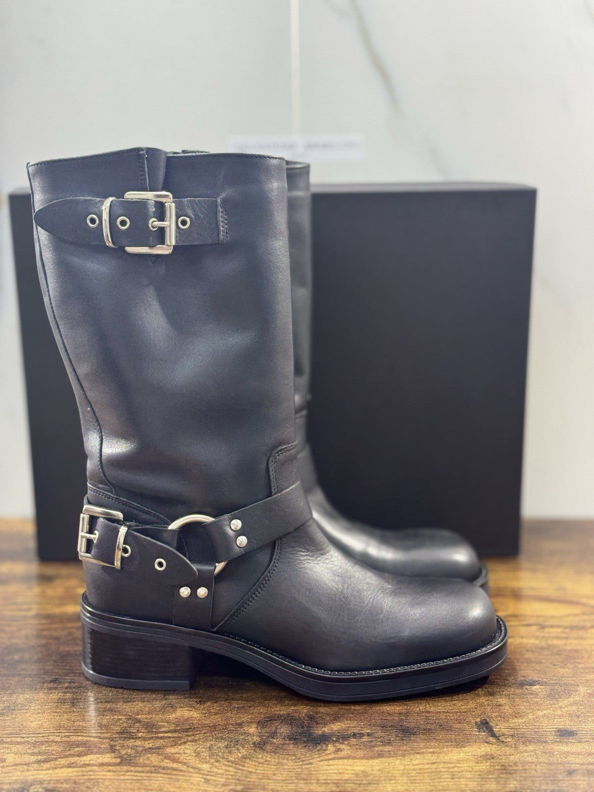 Gisel Moire’ Texano  Donna Pelle Nera Made In Italy 40
