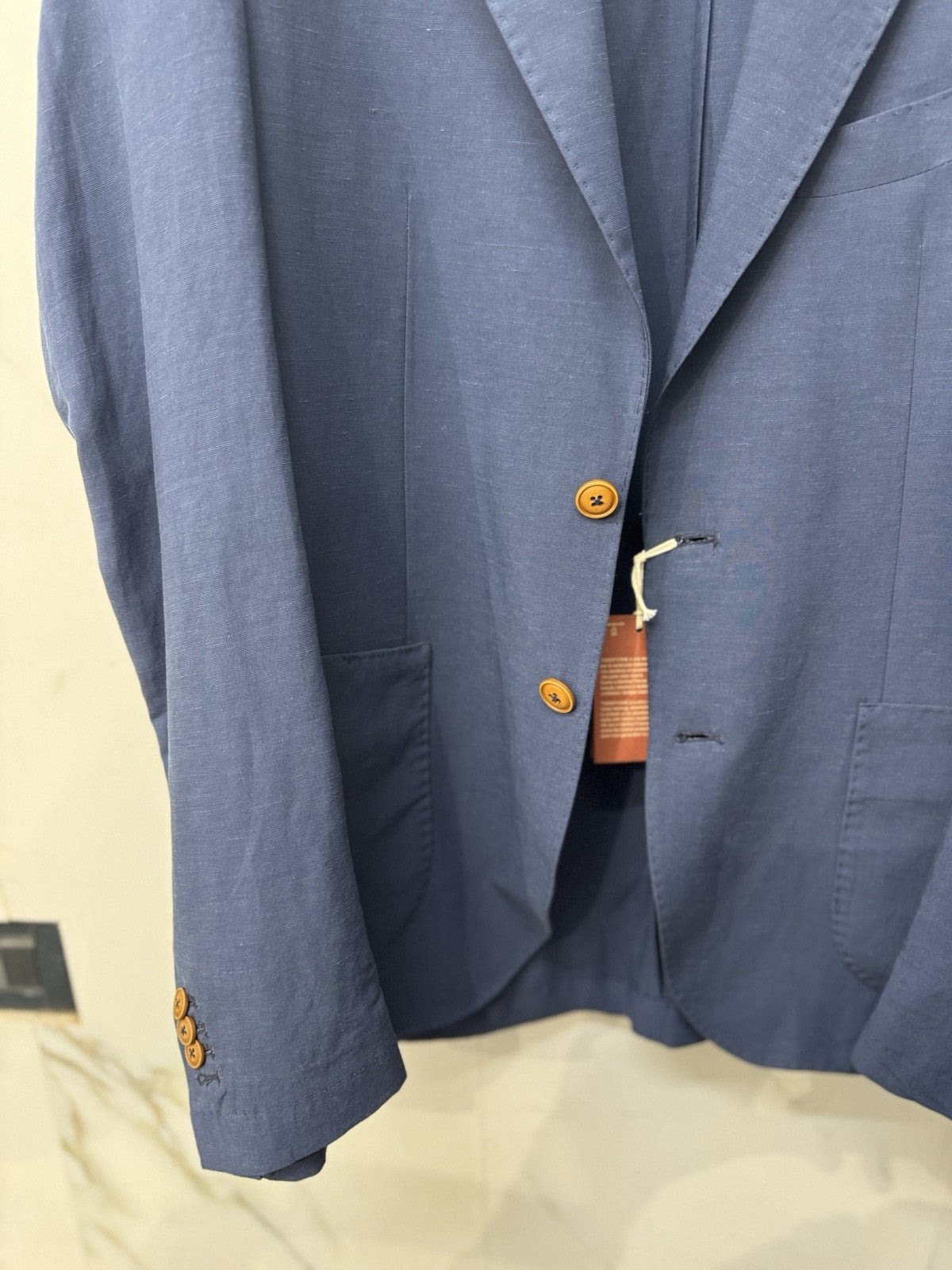 Twenty One Giacca Uomo 2 Bottoni  Blu  Misto Lino Made In Italy 52