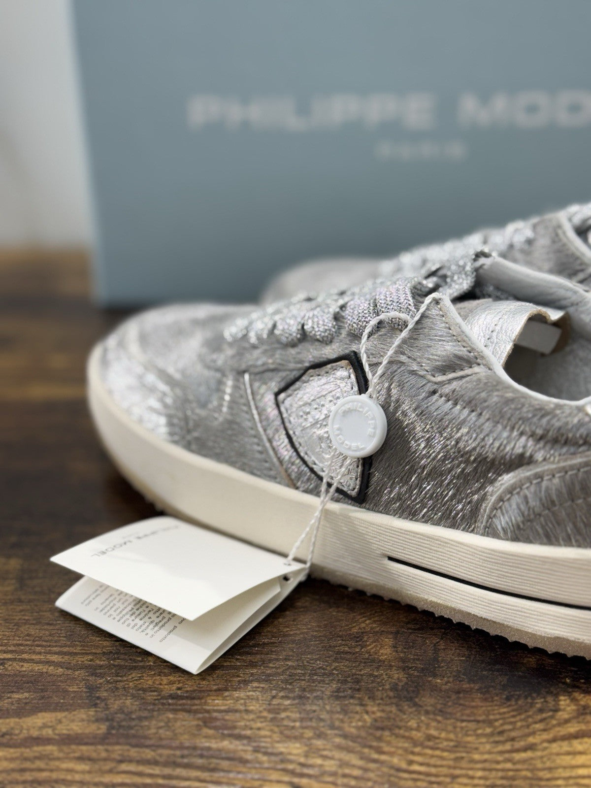Philippe Model Sneakers Nice Low Pony Metal argentata  36