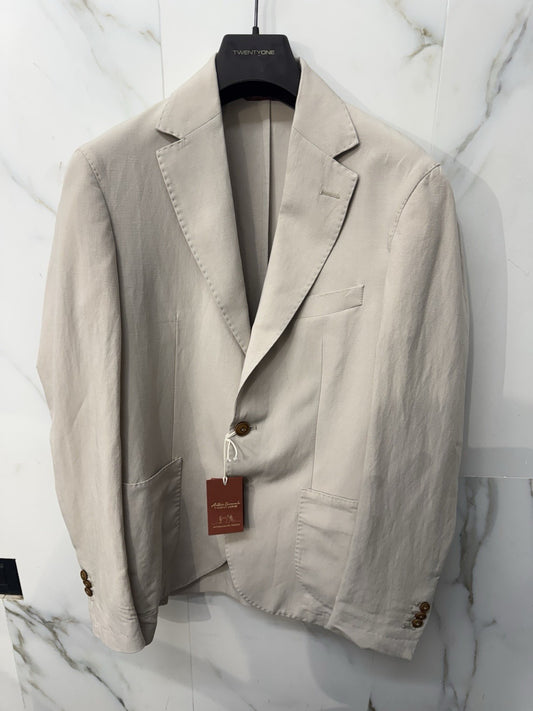 Twenty One Giacca Uomo 2 Bottoni  Ecru Misto Lino Made In Italy 50